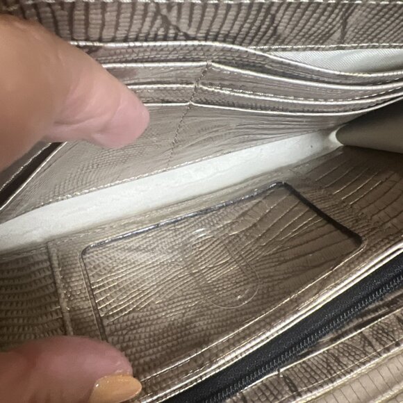 Brahmin Black & Gold Embossed Leather Zip Around Wallet - Picture 9 of 12